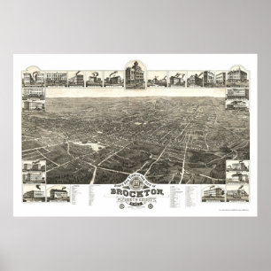 Poster Brockton, MA Carte panoramique - 1882
