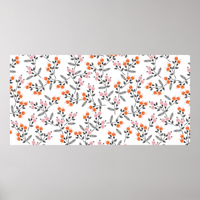 Poster Broderie main motif sans couture avec libre (Devant)