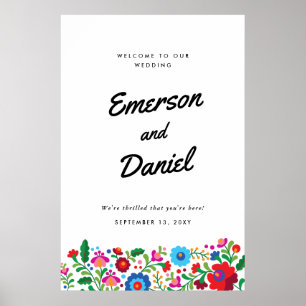 Poster Broderie Mexicaine Bienvenue de Mariage