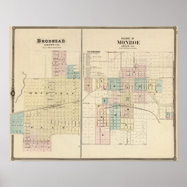 Poster Brodhead et village de Monroe, Green Co (Devant)