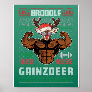 Poster Brodolf Le Nose Rouge Gainzdeer Gym Gros Noël