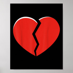 Poster Broken Red Heart Valentines Jour Drôle Coeur Desig