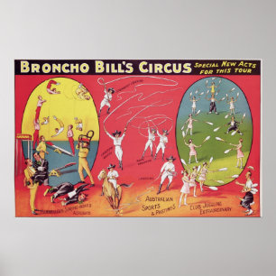 Poster Broncho Bill's Circus, Birmingham c.1890-1910