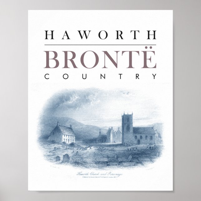 Poster Bronte Country avec Haworth Church et Parsonage (Devant)