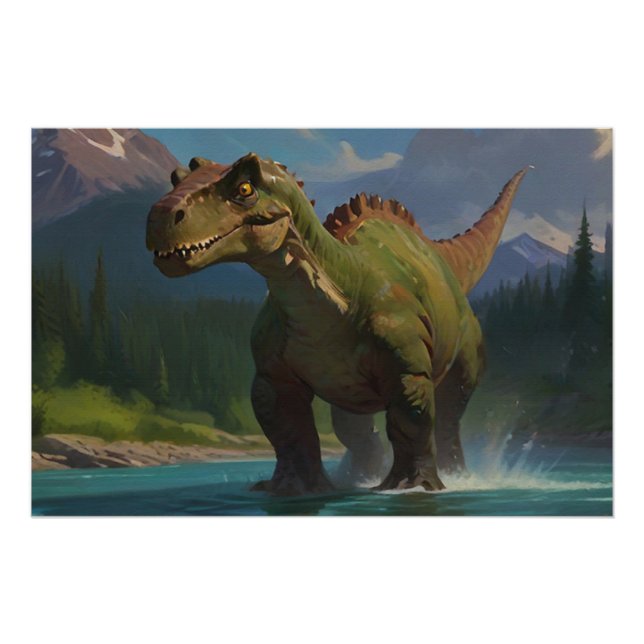 Poster Brontosaurus à la canne et plaisir fluvial (Devant)