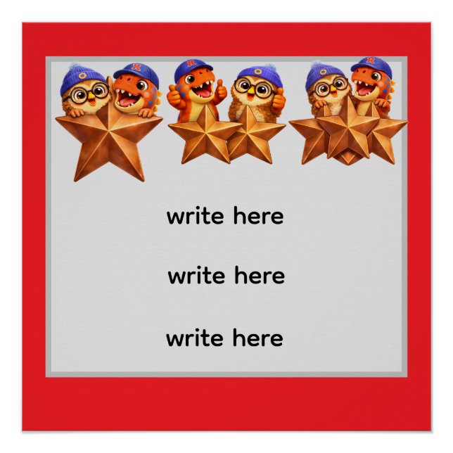 Poster Bronze achievement poster, customisable star rewar (Devant)