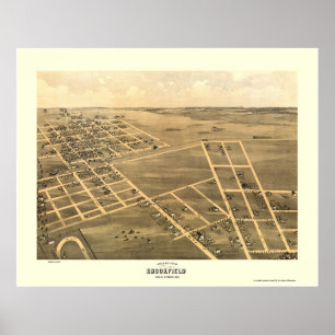 Poster Brookfield, MO Carte panoramique - 1869