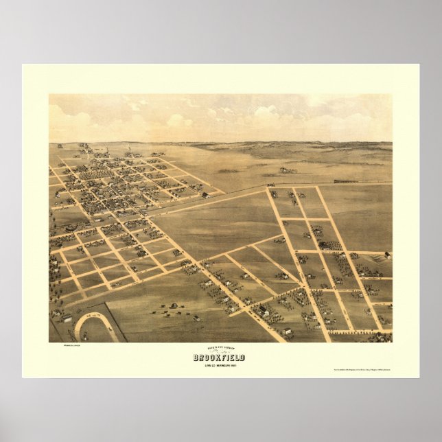 Poster Brookfield, MO Carte panoramique - 1869 (Devant)