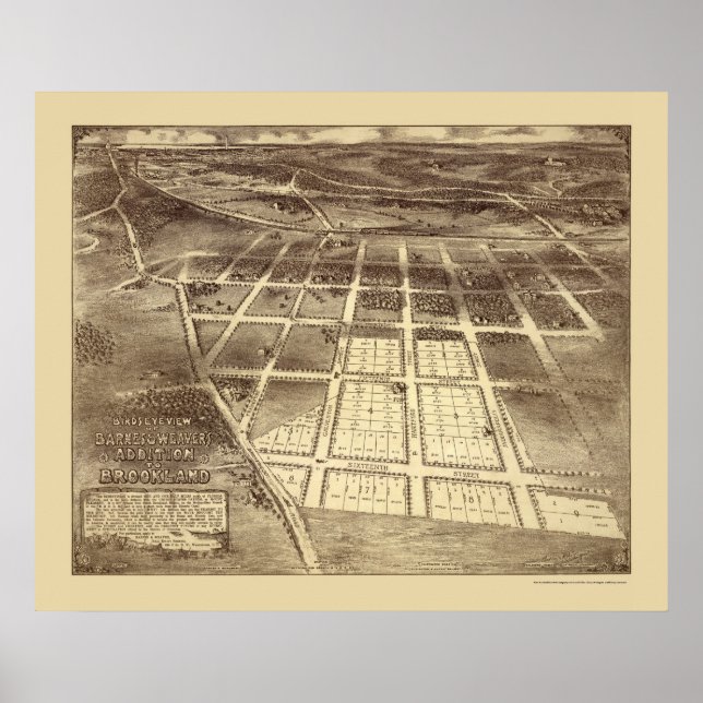 Poster Brookland, DC Carte panoramique - 1895 (Devant)