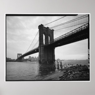 Poster Brooklyn Bridge Black and White Photograph