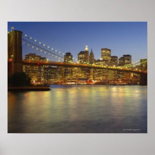 Poster Brooklyn Bridge et bâtiments de New York City