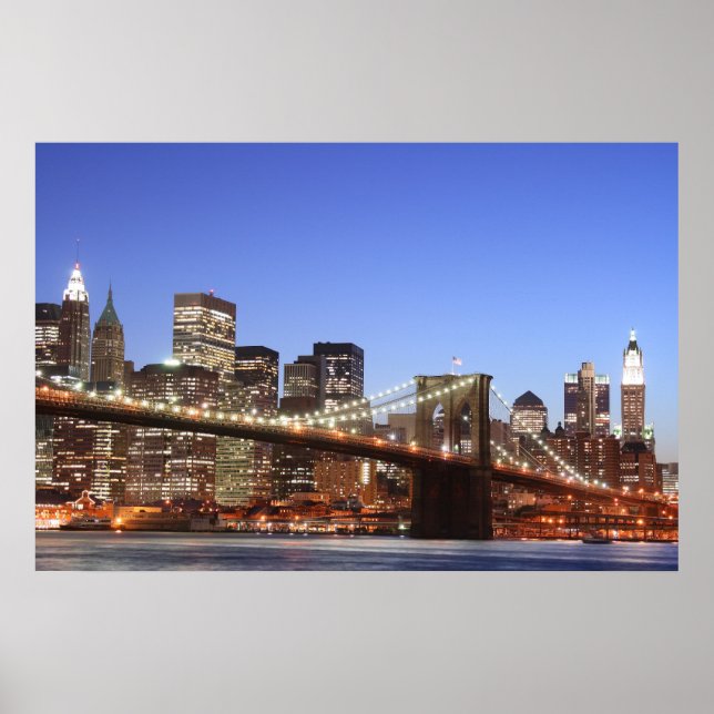 Poster Brooklyn Bridge et Manhattan Skyline (Devant)