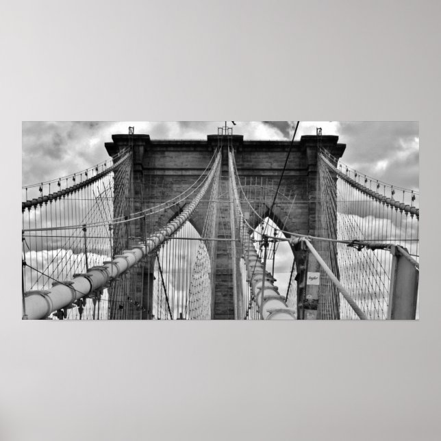 Poster Brooklyn Bridge New York City (noir et blanc) (Devant)