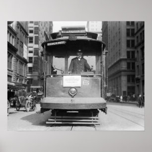 Poster Brooklyn Bridge Trolley, 1915. Photo vintage