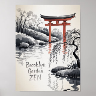 Poster Brooklyn Garden Zen Art Sumi-E