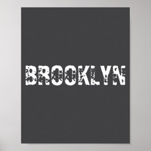 Poster Brooklyn New York City Nyc Texte Blanc Nostalgique