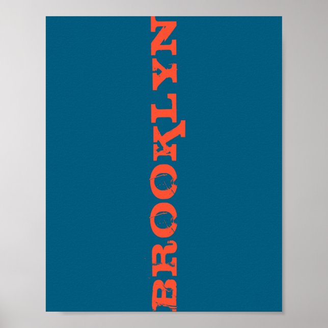 Poster Brooklyn New York Nyc Navy Blue Orange Mens Basic  (Devant)