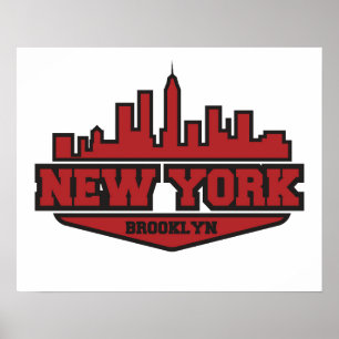 Poster Brooklyn New York   Script de style de bloc