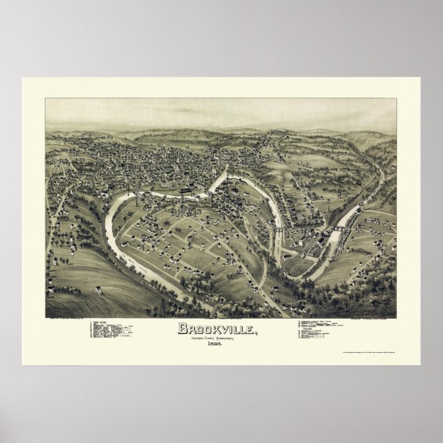 Poster Brookville, PA Carte panoramique - 1895 (Devant)
