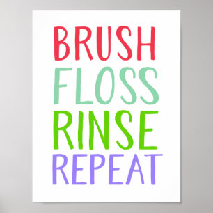 Poster Brosse, Floss, Rince, Répéter