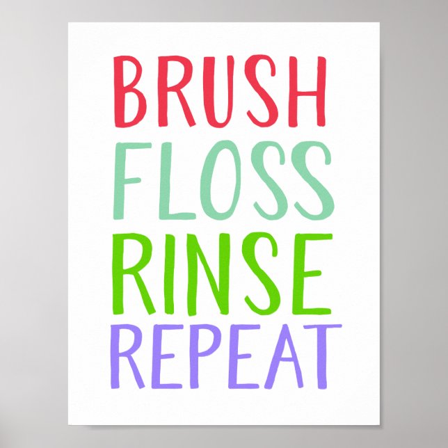 Poster Brosse, Floss, Rince, Répéter (Devant)