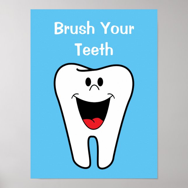 Poster Brosse tes dents enfants Cartoon Dentist Office (Devant)