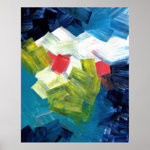 Poster Brosses Abstraites en bleu, vert et rouge