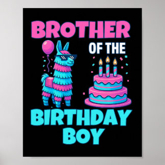 Poster Brother Birthday Boy Llama Pinata Party Family Mat