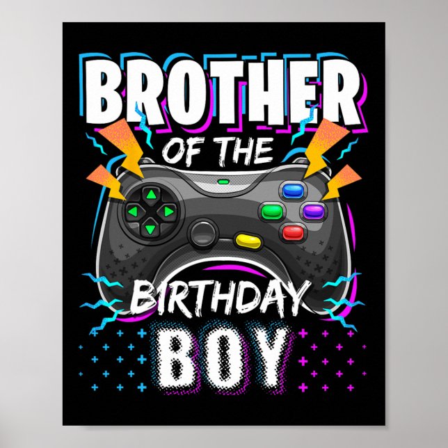 Poster Brother Of The Birthday Boy Matching Video Game Bi (Devant)