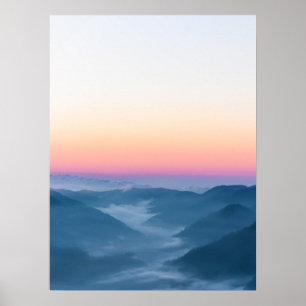 Poster Brouillard du matin et ciel magique avant le lever