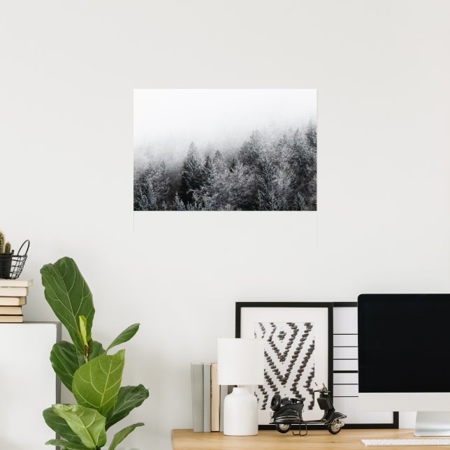 Poster Brouillard sur forêt gelée (Bureau à domicile)