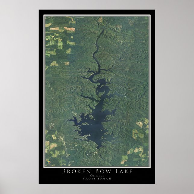 Poster Brow Lake Oklahoma Carte de l'affiche satellite (Devant)