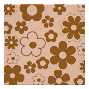 Poster Brown Automne Retro Y2K Hippie Fleur brillant Post