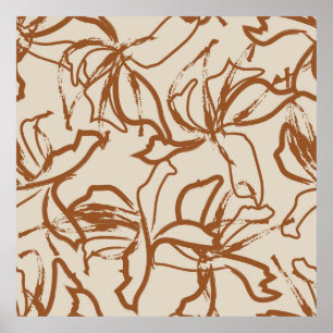Poster Brown brosse florale brokies sans couture motif ba