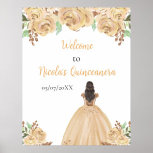 Poster Brown Cheveux Princesse Peach Quinceanera Bienvenu
