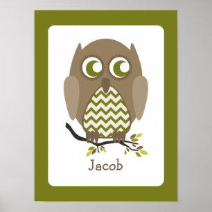 Poster Brown Chevron Owl Infirmière personnalisée