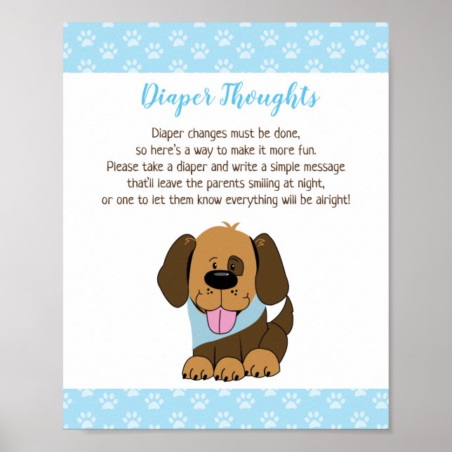 Poster Brown Chien Chien Baby shower Dehors Pensées Jeu (Devant)