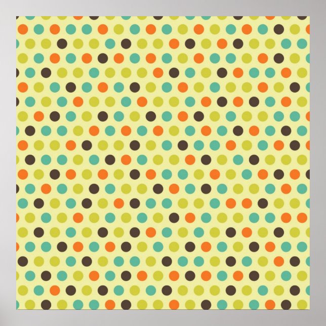Poster Brown, orange, Turquoise et vert jaune Pois (Devant)
