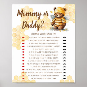 Poster Brown ours en peluche de miel Jeux maman ou papa?
