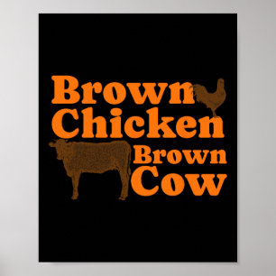 Poster Brown poulet Vache Brown Retro Musique Bow Chicka