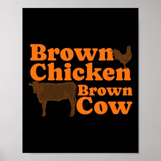 Poster Brown poulet Vache Brown Retro Musique Bow Chicka  (Devant)