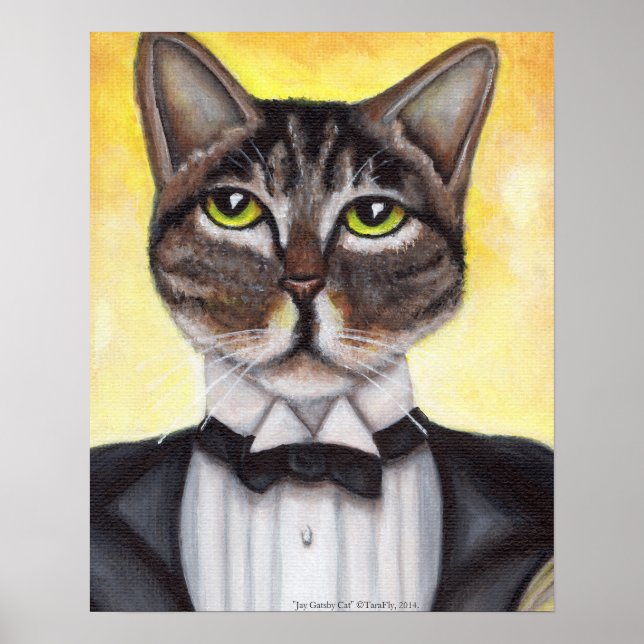 Poster Brown Tabby Chat Portant Tuxedo Feline Dand (Devant)