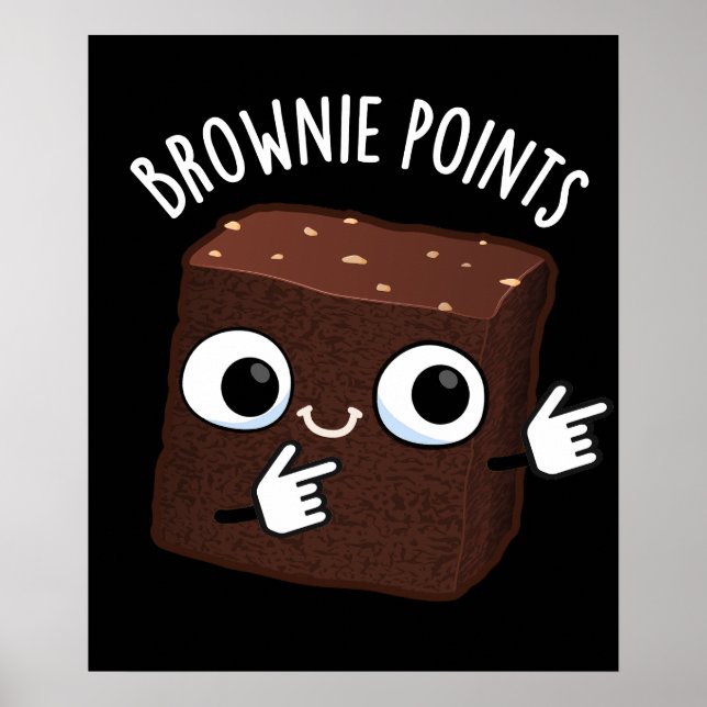 Poster Brownie Points Funny Snack Pun Dark BG (Devant)