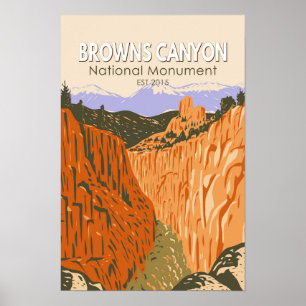 Poster Browns Canyon National Monument Colorado Vintage