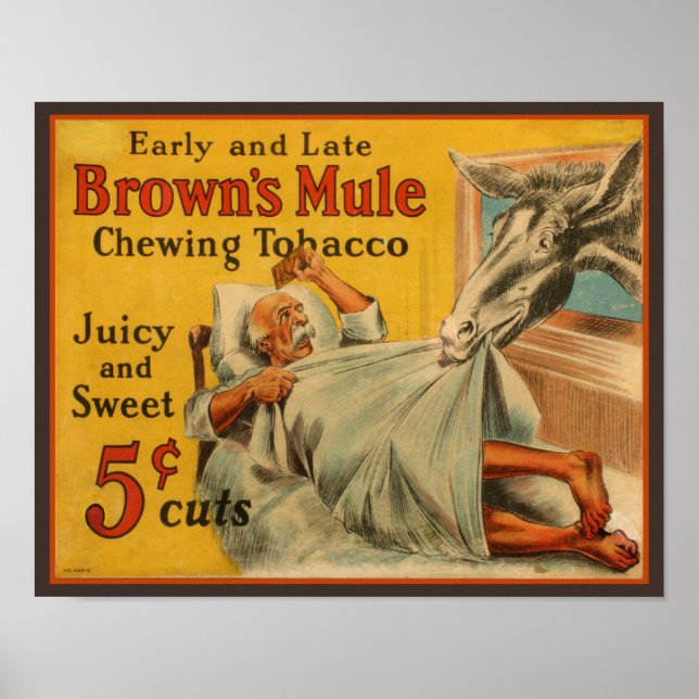 Poster Brown's Mule Chewing Tabac Publicité (Devant)