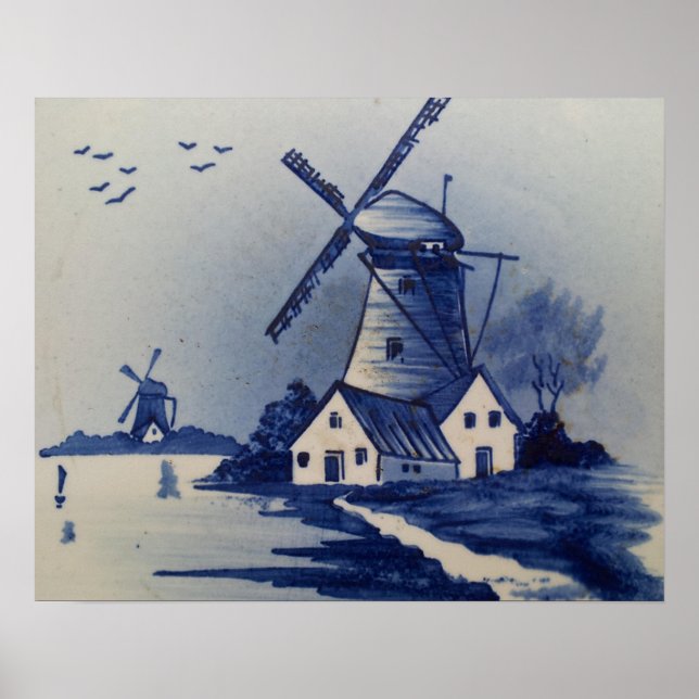 Poster Broyeur Delft Blue Vintage (Devant)