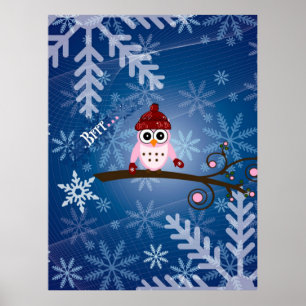 Poster Brr... Chouette rose,