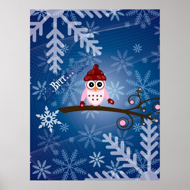 Poster Brr... Chouette rose, (Devant)