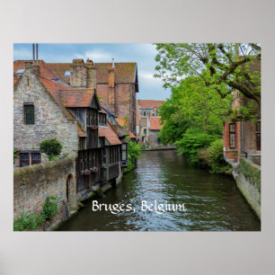 Poster Bruges, Belgique (étiqueté)