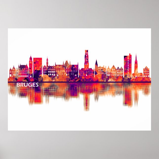 Poster Bruges Belgique Skyline (Devant)